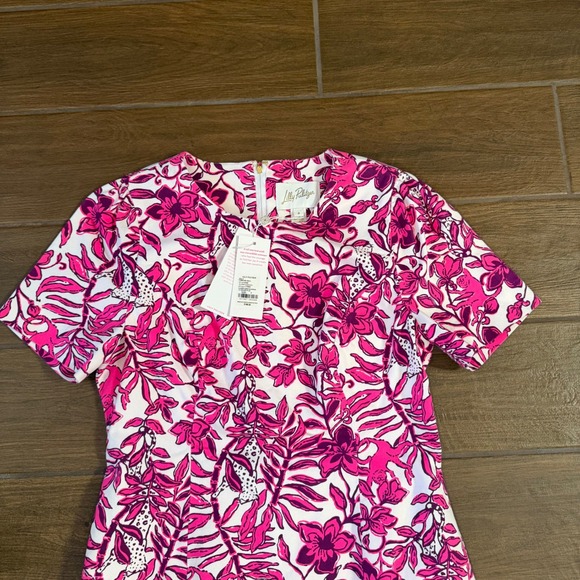 Lilly Pulitzer Dresses & Skirts - Lilly Pulitzer Isla Short Sleeve Shift Dress Elderflower Blossom Pink Purple 4
